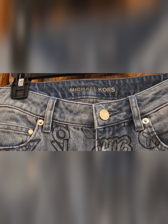 NWT! Michael Kors Light Blue Graphic Print Jeans - Picture 4 of 10
